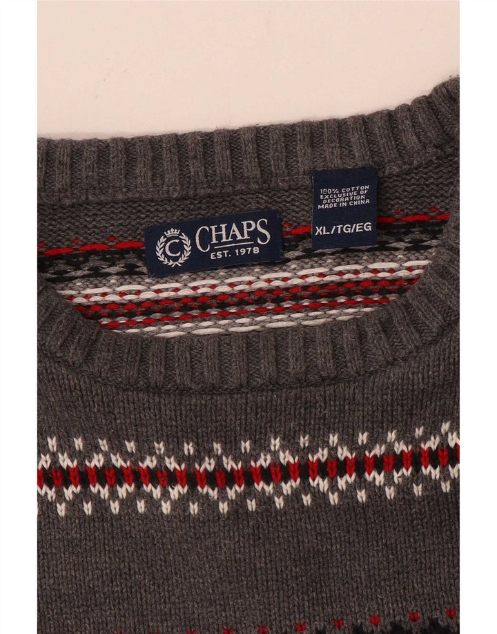 Ανδρικό πουλόβερ Chaps Crew Neck Jumper XL Γκρι βαμβακερό ριγέ
