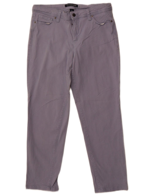 Calvin Klein Womens Slim Cropped Trousers US 10 Large W30 L25 Lilac Cotton