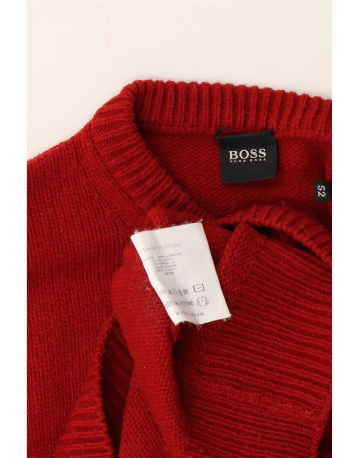 Ανδρικό πουλόβερ με λαιμόκοψη Hugo Boss EU 52 Μεγάλο κόκκινο μαλλί