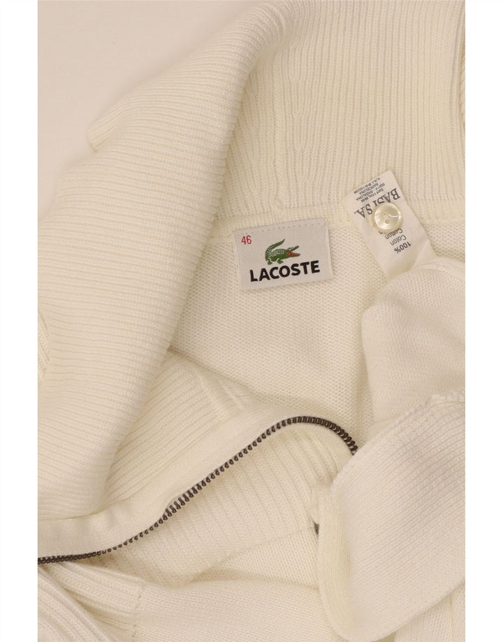 Γυναικείο πουλόβερ ζακέτα LACOSTE Μέγεθος 46 XL Λευκό βαμβακερό