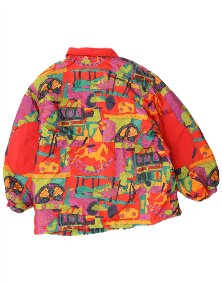 Vintage Γυναικείο Abstract Pattern Windbreaker Jacket UK 20 2XL Red
