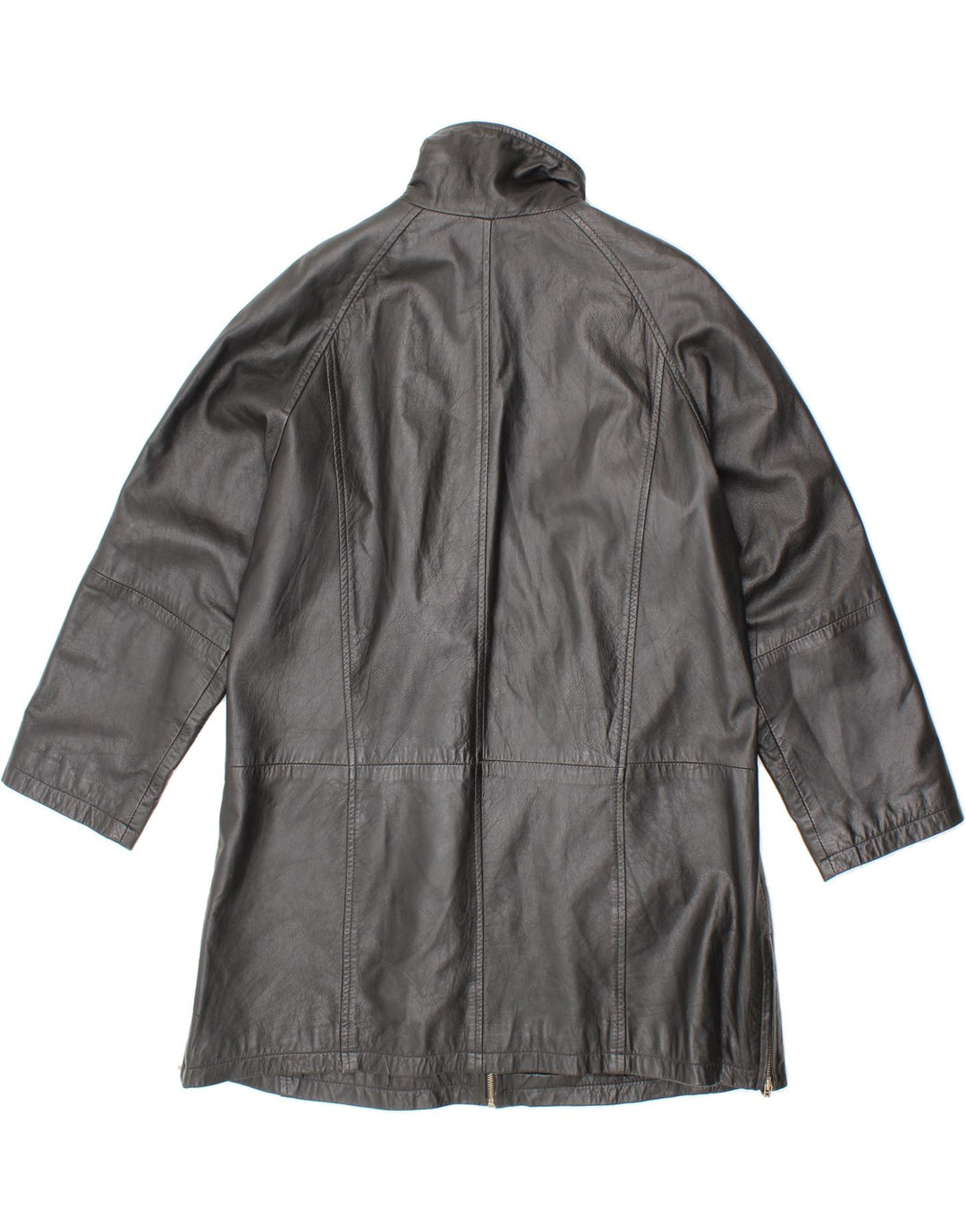 VINTAGE Womens Leather Coat EU 40 Medium Black Leather Vintage Vintage and Second-Hand Vintage from Messina Hembry 