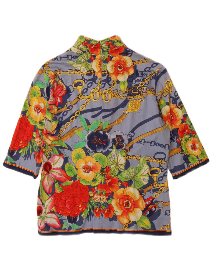 NARACAMICIE Γυναικείο πουκάμισο με 3/4 μανίκια μπλούζα UK 16 μεγάλο μπλε λουλουδάτο