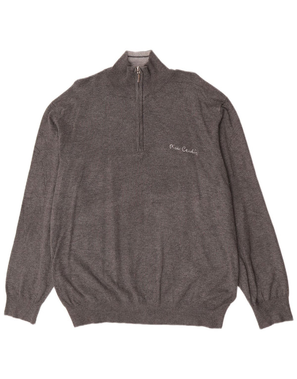 Ανδρικό πουλόβερ με φερμουάρ Pierre Cardin 2XL κλασικό γκρι βισκόζη