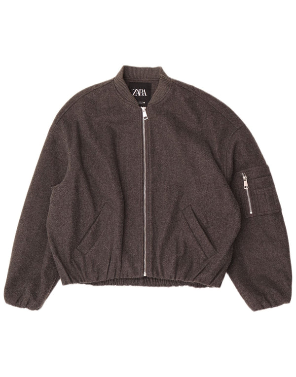 Zara Γυναικείο Oversized Bomber Jacket UK 6 2XS Grey Polyester