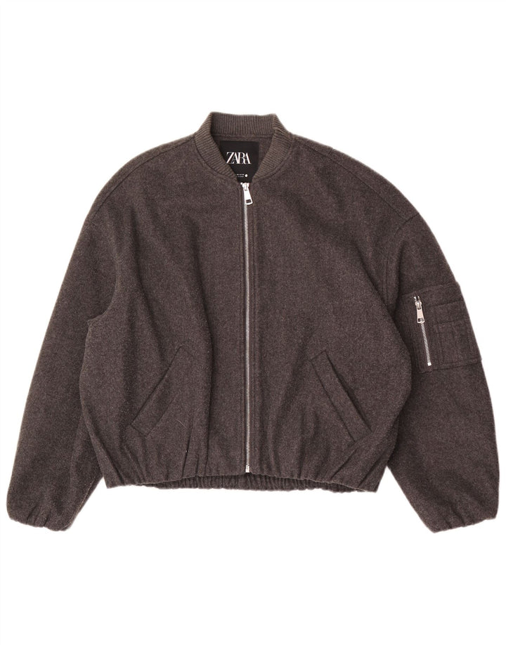 Zara Γυναικείο Oversized Bomber Jacket UK 6 2XS Grey Polyester
