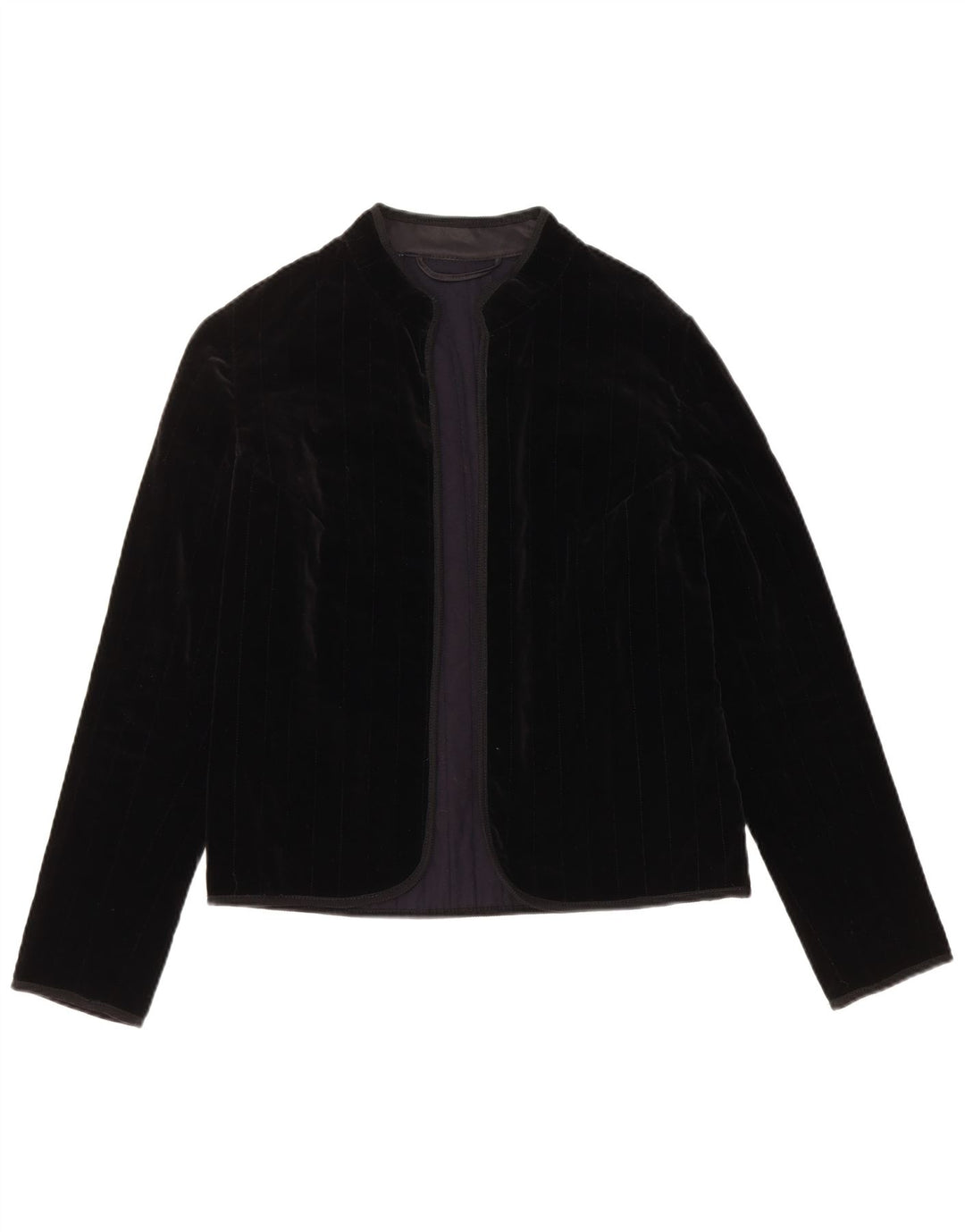 VINTAGE Γυναικείο Open Velvet Blazer Jacket UK 12 Medium Black