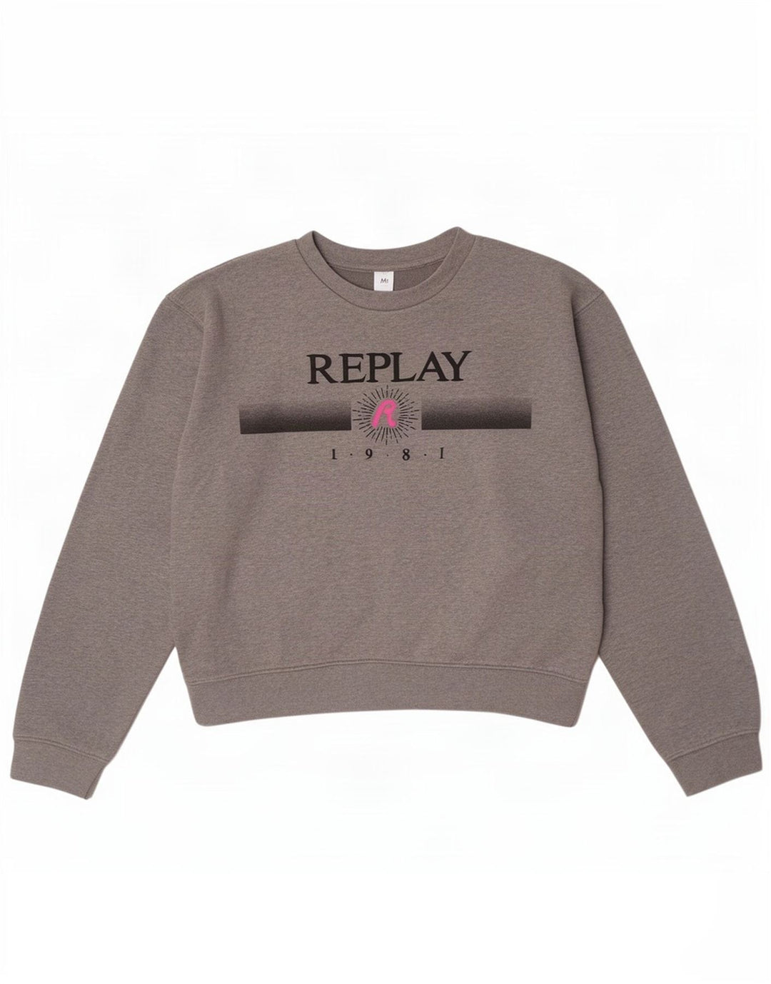 Replay γυναικεία φούτερ με γραφικά Crop Jumper UK 14 Medium Grey Flecked
