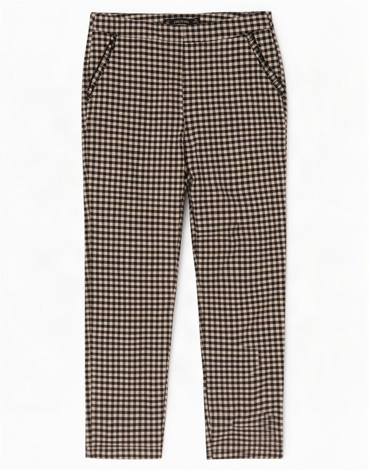 Zara Γυναικείο Slim Cropped Παντελόνι Medium W28 L26 Black Gingham Cotton