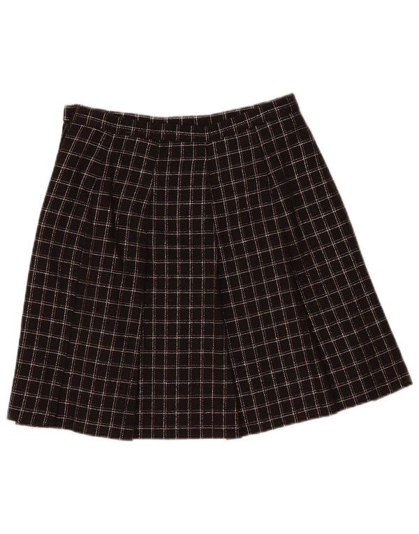 Vintage γυναικεία πλισέ φούστα UK 10 Small W26 Brown Check Wool