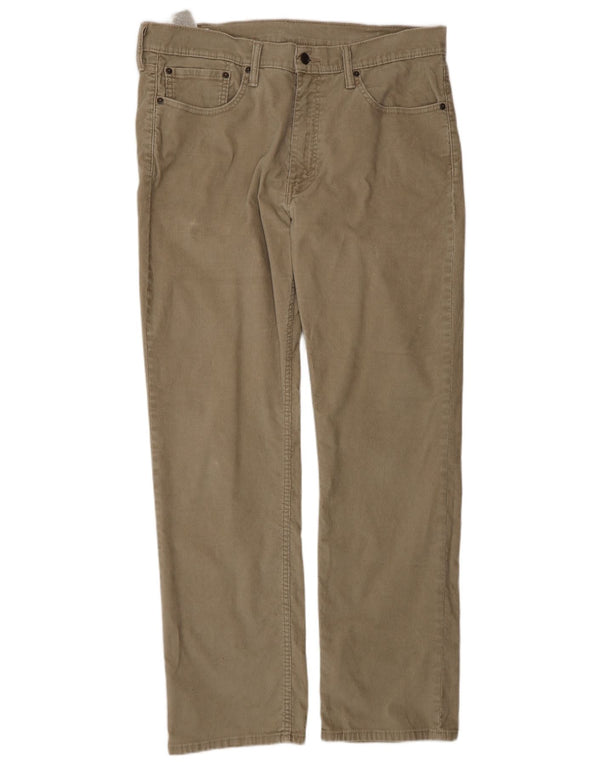 Levi's Mens 514 Straight Corduroy Παντελόνι W36 L32 Χακί Βαμβακερό