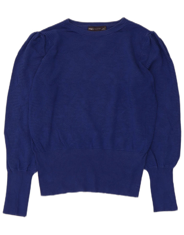 Marks & Spencer Womens Boat Neck Jumper Sweater UK 12 Medium Navy Blue