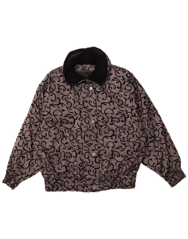 LONDON FOG Γυναικείο υπερμεγέθη αντιανεμικό μπουφάν UK 14 Medium Grey Floral