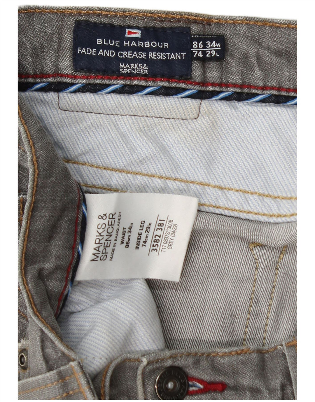 Ανδρικό τζιν Marks & Spencer Blue Harbor Straight W34 L29 Γκρι βαμβακερό