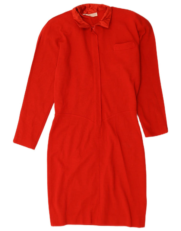 Vintage γυναικείο μακρυμάνικο φόρεμα UK 14 Medium Red
