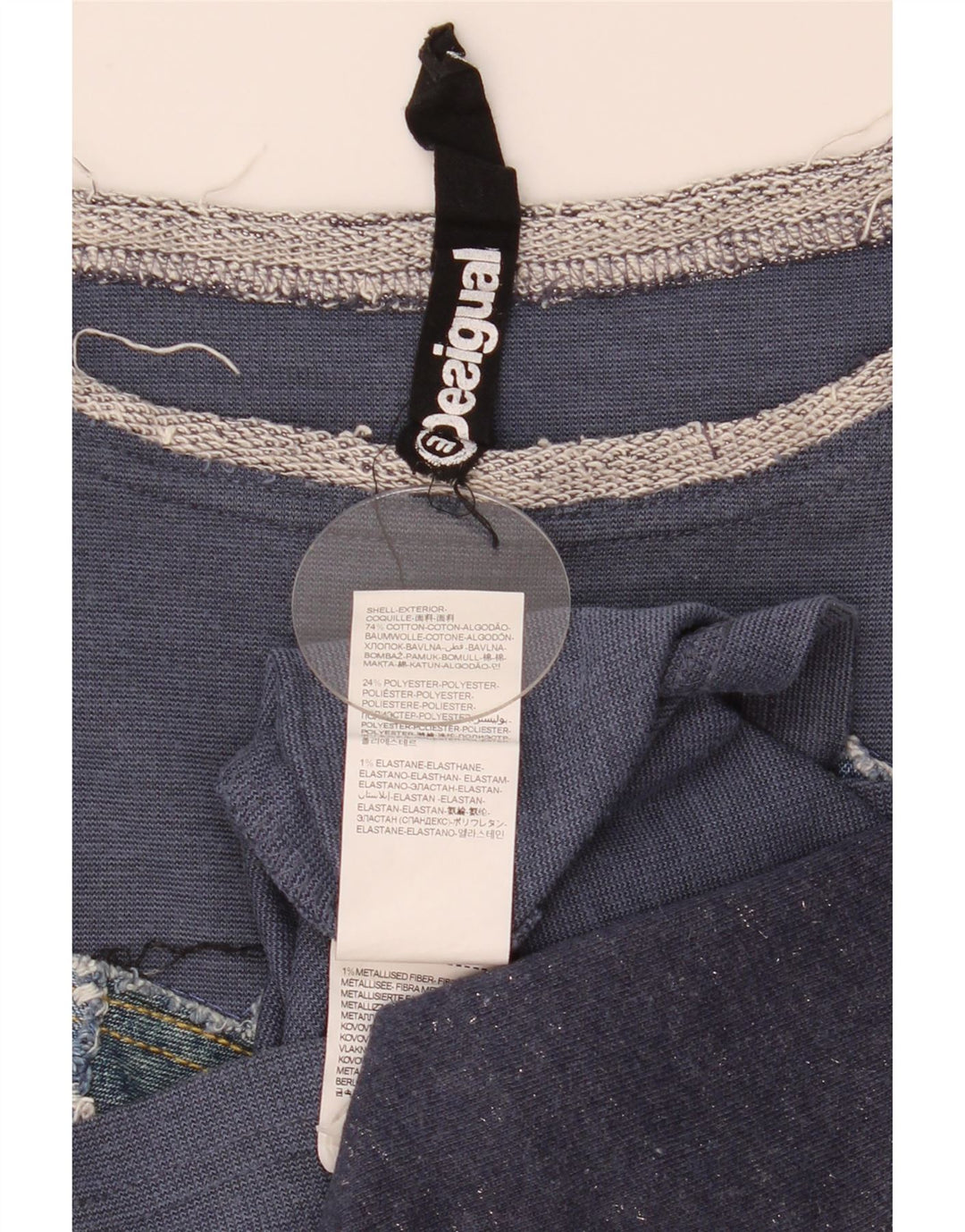Desigual Γυναικείο τοπ 3/4 μανίκι UK 14 Medium Navy Blue Patchwork