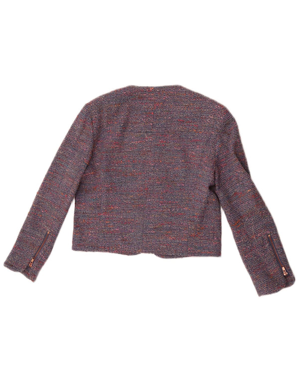 Γυναικείο σακάκι σακάκι γαλλικής σύνδεσης Crop UK 10 Small Blue Flecked