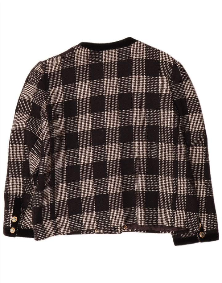 Vintage γυναικείο σακάκι με 5 κουμπιά σακάκι UK 14 Medium Black Houndstooth