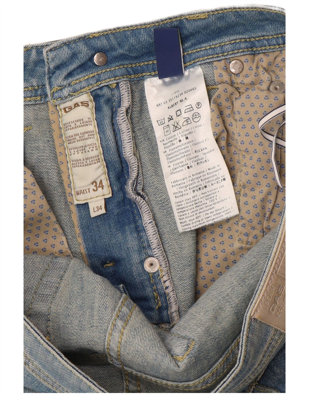 Ανδρικό τζιν Gas Slim W34 L34 Μπλε βαμβακερό