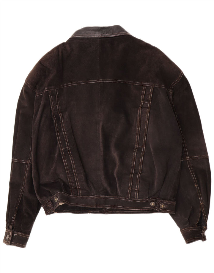 John F Gee Mens Bomber Oversized Δερμάτινο Μπουφάν IT 46 Small Brown Suede