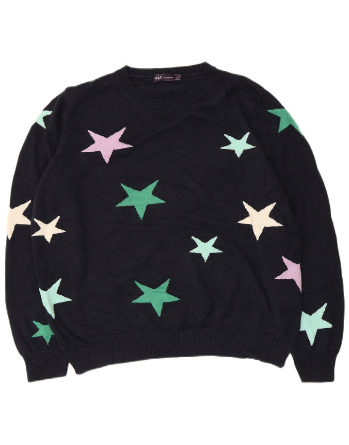 MARKS & SPENCER Γυναικείο πουλόβερ με λαιμό σκάφος UK 18 XL Navy Blue