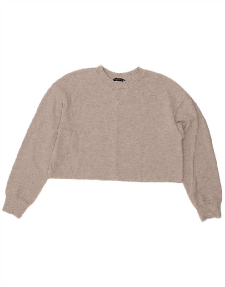 Zara Γυναικεία Μπλούζα Crop Top UK 14 Medium Grey Polyester