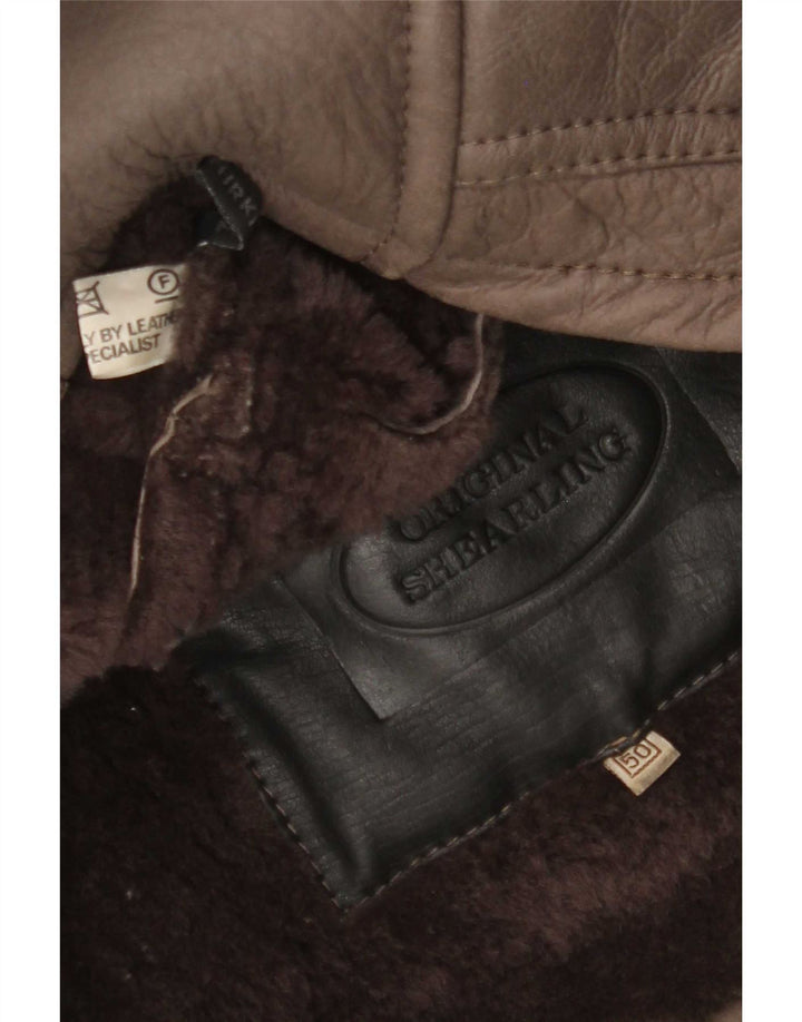 Vintage Ανδρικό Μπουφάν Shearling IT 50 Large Brown Leather