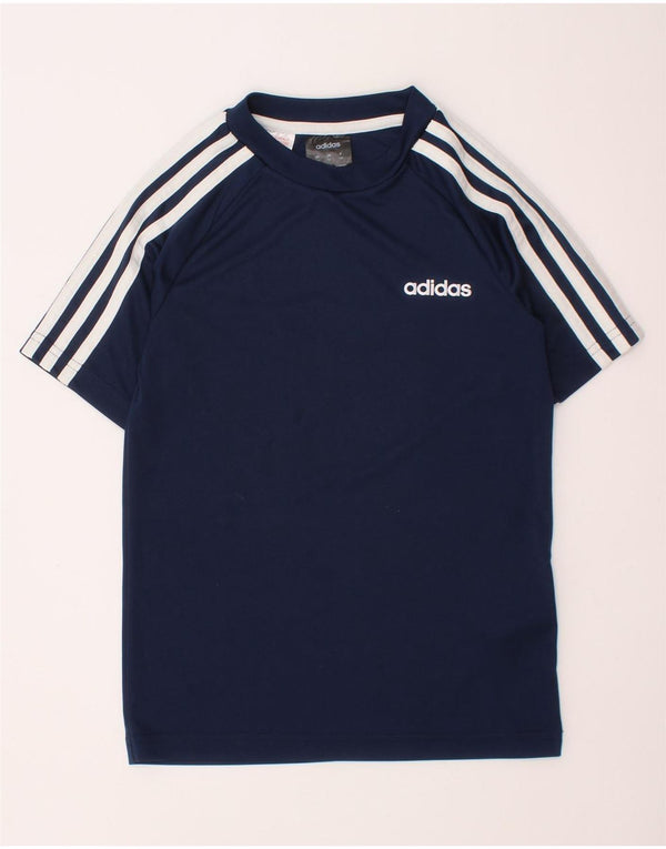 ADIDAS Boys Climalite T-shirt Top 7-8 ετών Navy Blue Polyester