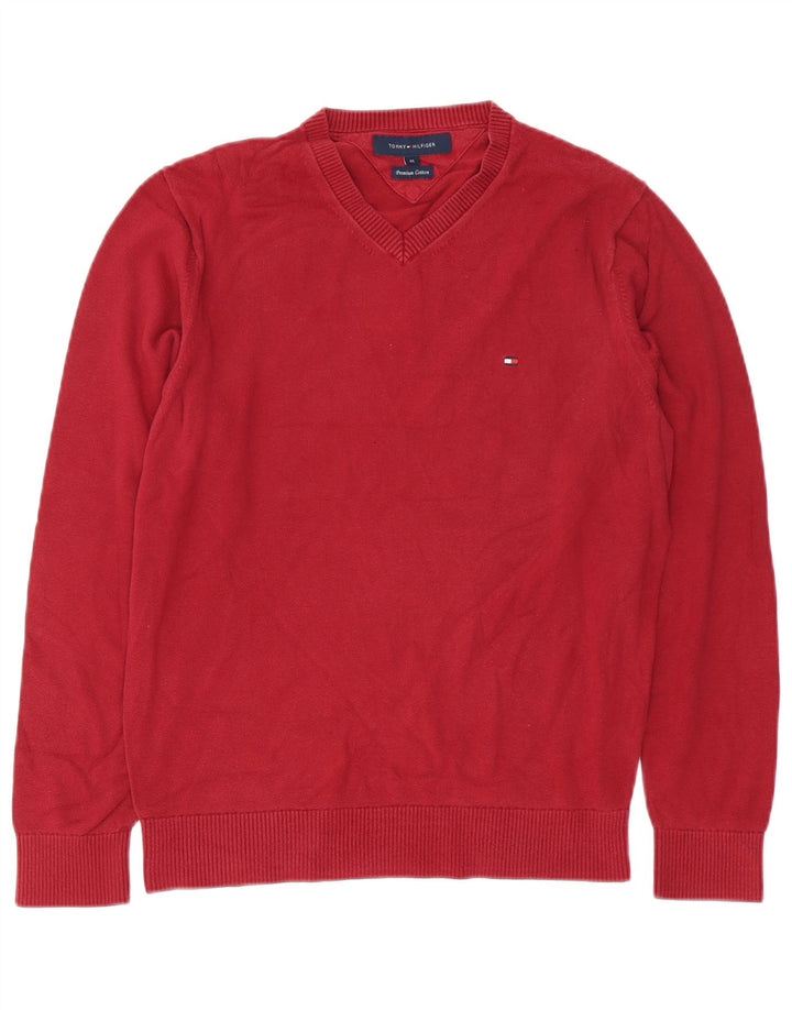 TOMMY HILFIGER Ανδρικό πουλόβερ με λαιμόκοψη με V λαιμόκοψη, μεσαίο βαμβακερό