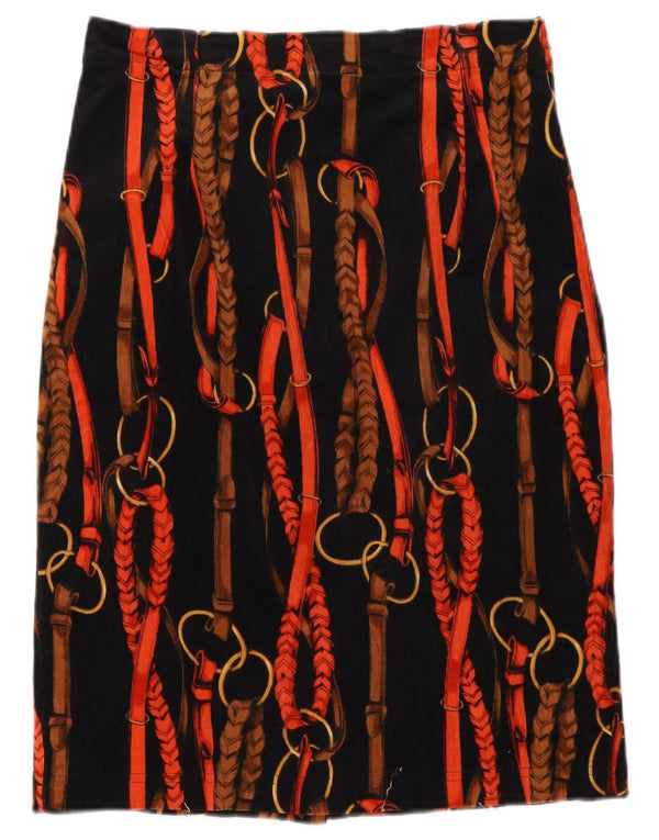 Vintage γυναικεία κοτλέ φούστα με αφηρημένο σχέδιο W26 Small Black