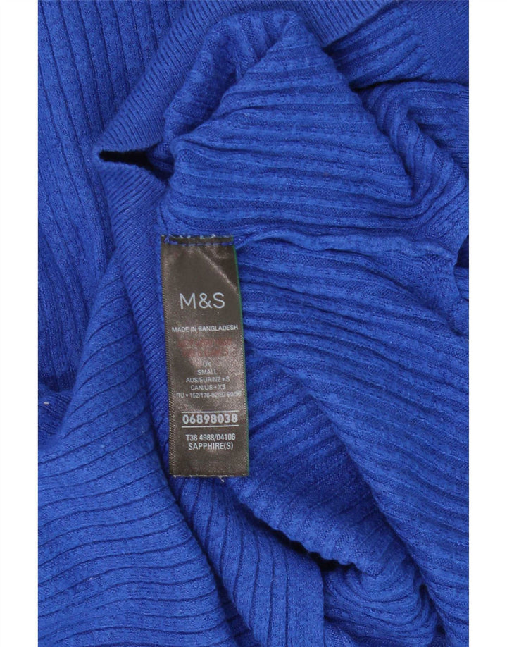 Marks & Spencer Γυναικείο πουλόβερ με φερμουάρ UK 10 Small Blue Viscose