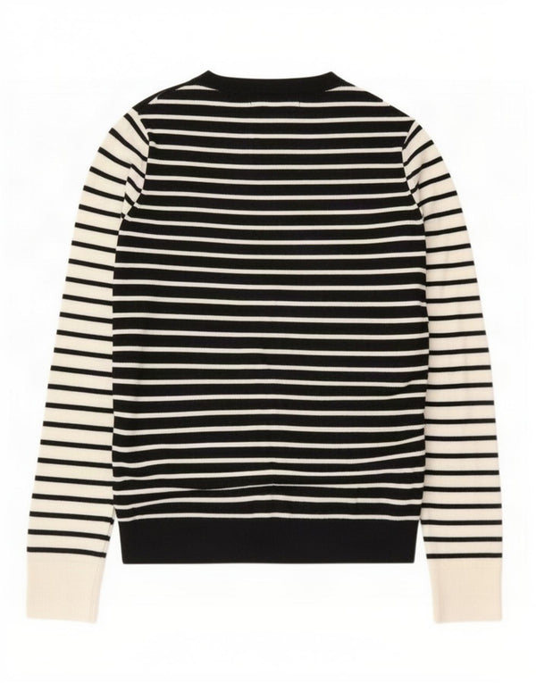 Marks & Spencer Womens Crew Neck Jumper Sweater UK 8 Small Black Striped