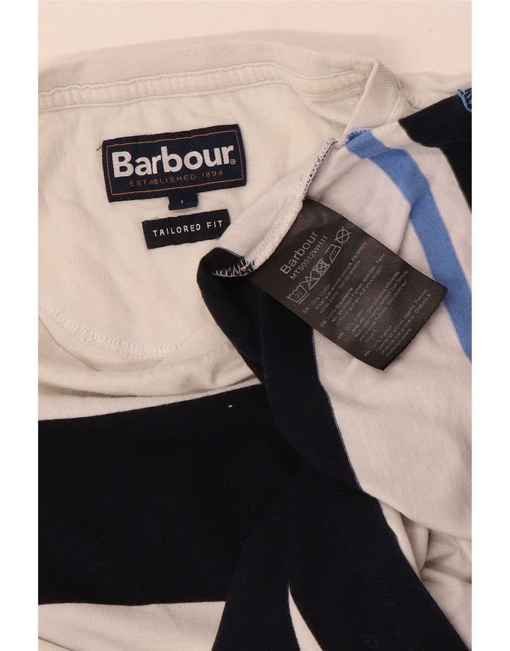 Ανδρικό T-Shirt Barbour Top Large White ριγέ βαμβακερό
