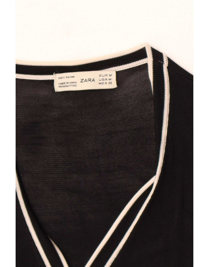 Zara Γυναικείο πουλόβερ UK 12 Medium Black Colourblock Rayon