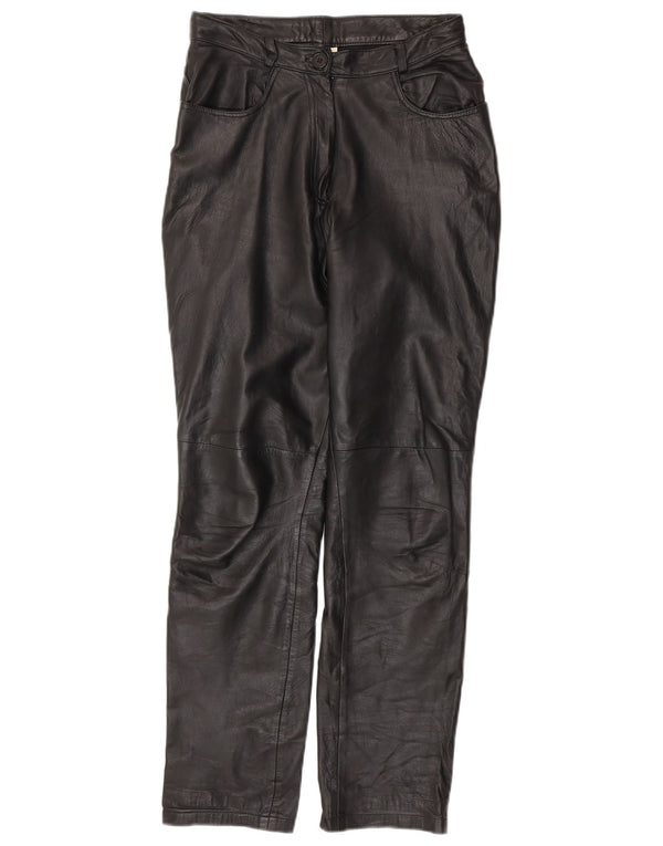 VINTAGE Γυναικείο κωνικό δερμάτινο παντελόνι UK 10 Small W28 L30 μαύρο δέρμα