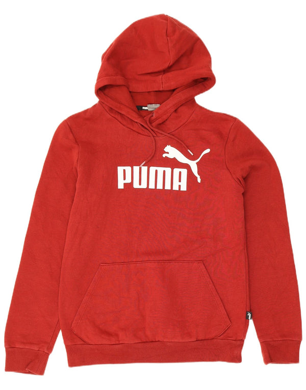 Puma Γυναικείο Γραφικό Hoodie Jumper UK 6 XS Red Cotton