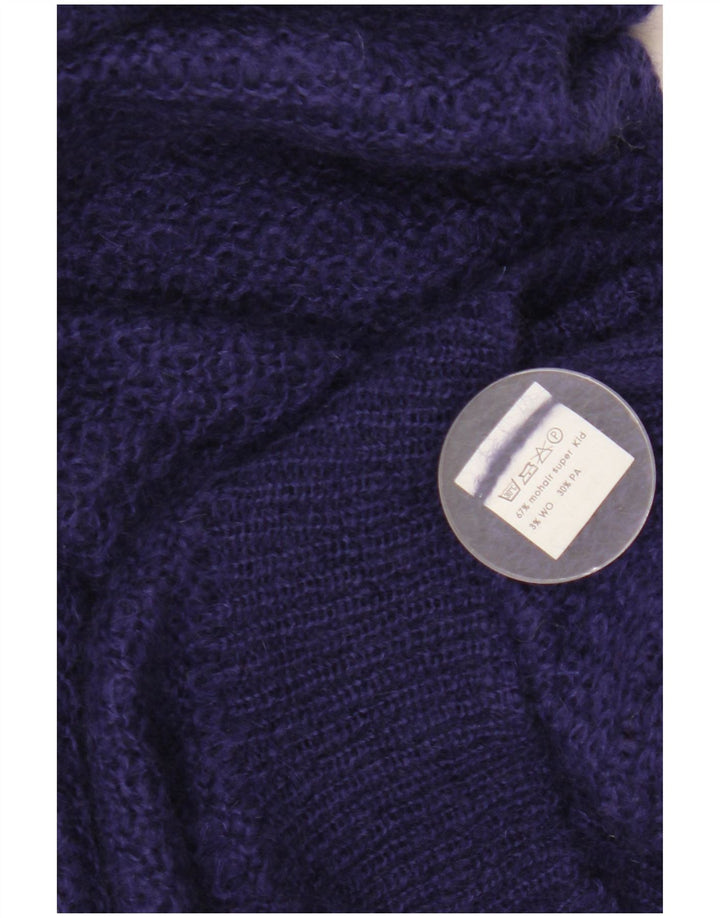 VINTAGE Γυναικείο πουλόβερ με λαιμόκαυστο UK 16 Large Navy Blue Mohair