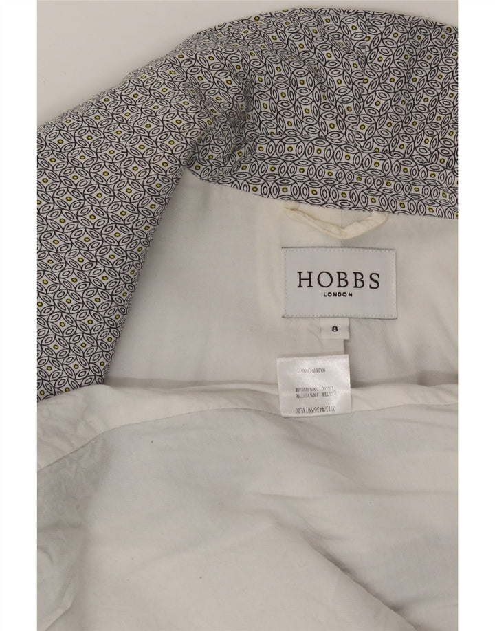 HOBBS Womens London 1 Button Blazer Jacket UK 8 Small  Grey Geometric Vintage Hobbs and Second-Hand Hobbs from Messina Hembry 