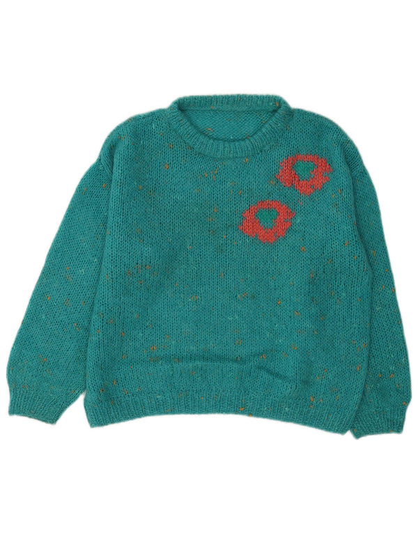 Vintage γυναικείο πουλόβερ με λαιμόκοψη UK 16 Large Blue Flecked