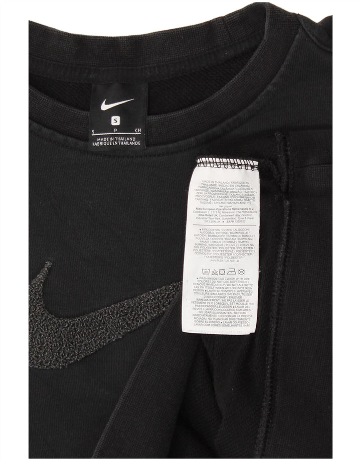 NIKE Womens Oversized Crop Graphic Sweatshirt Jumper UK 10 Small Black