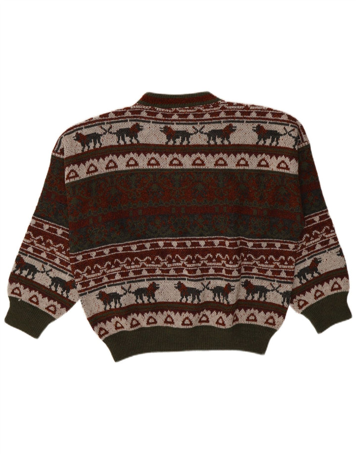 Vintage ανδρικό πουλόβερ με λαιμόκοψη XL πολύχρωμο Fair Isle