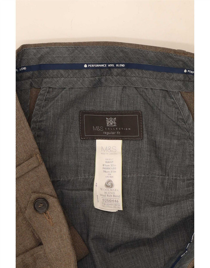 Marks & Spencer Ανδρικό παντελόνι με κανονική εφαρμογή W32 L31 Μπεζ μαλλί