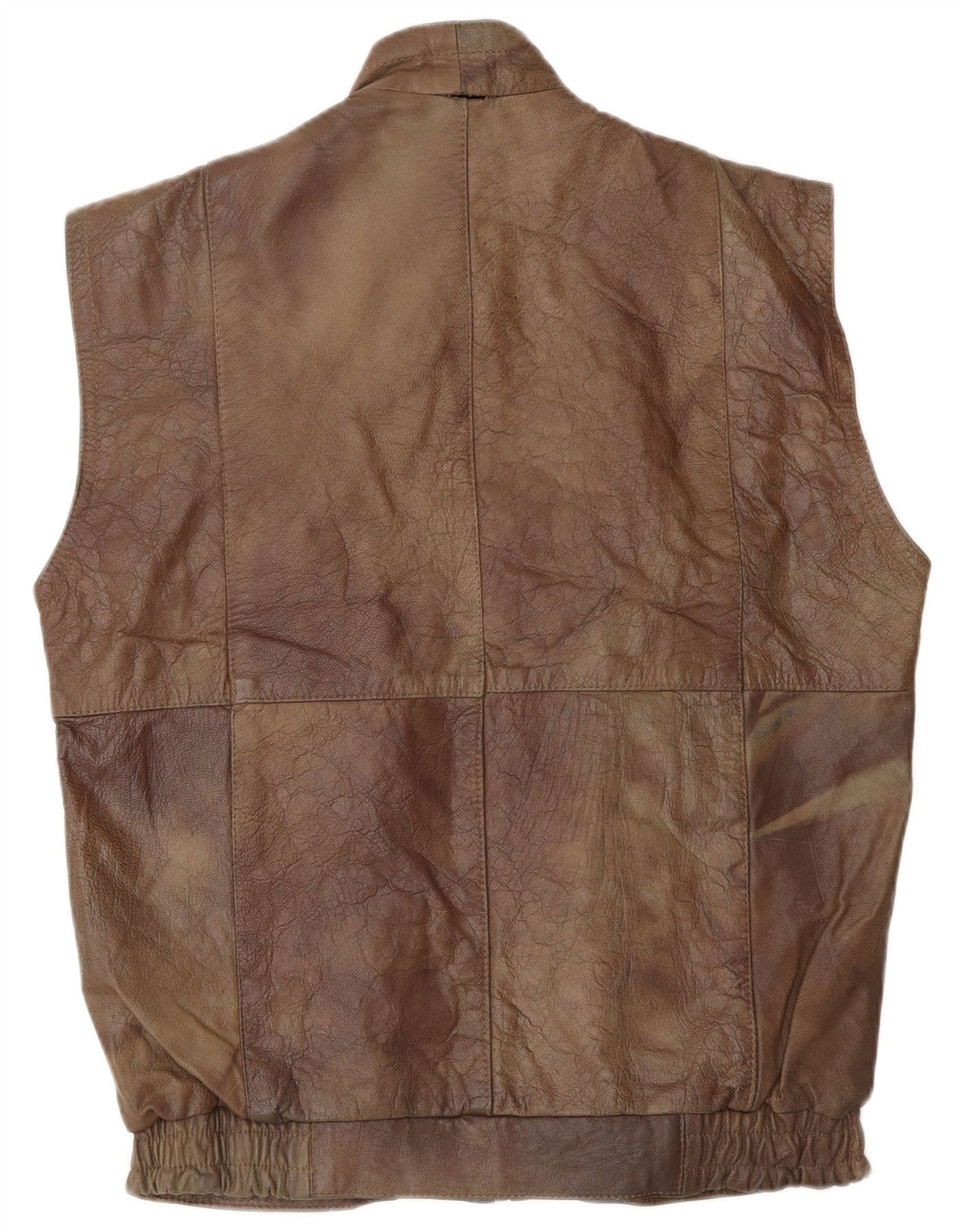 VINTAGE Ανδρικό Δερμάτινο Gilet UK 38 Μεσαίο Καφέ