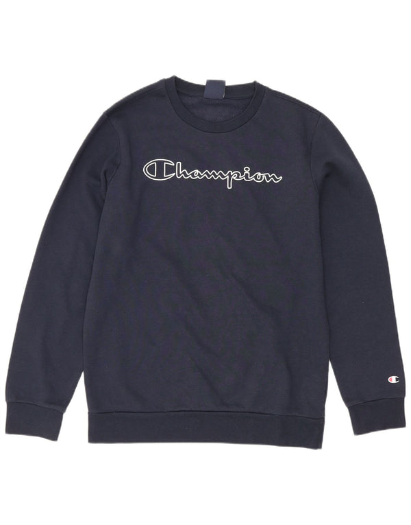Champion Boys Graphic Sweatshirt Jumper 13-14 Years XL Navy Blue Cotton