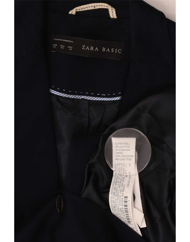 Zara Γυναικείο σακάκι 1 κουμπιού UK 6 XS Navy Blue Cotton