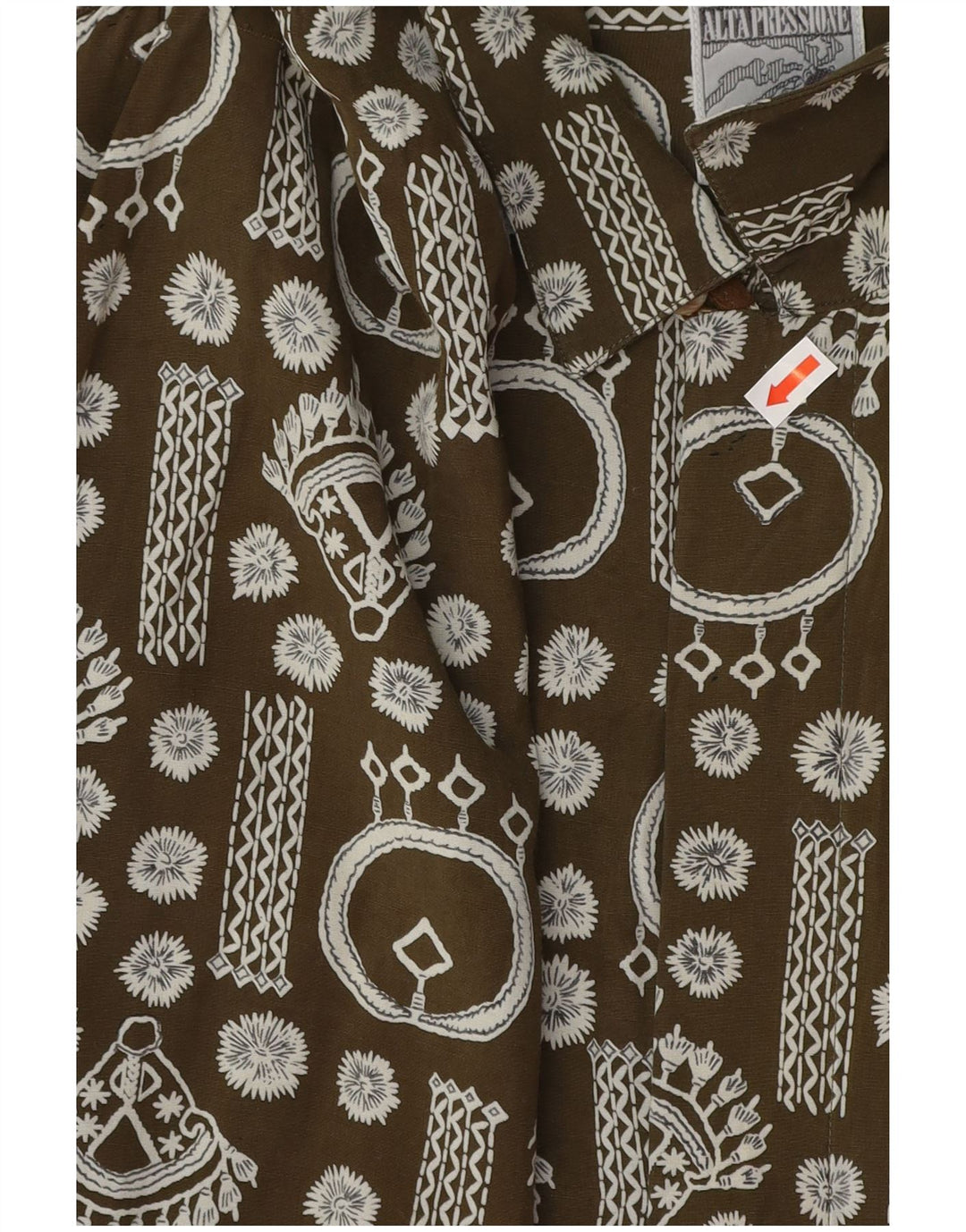 Vintage ανδρικό πουκάμισο με κοντό μανίκι με μοτίβο XL Χακί