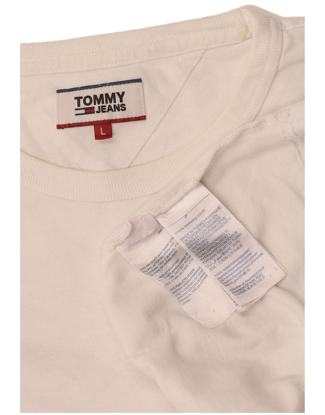 TOMMY HILFIGER Ανδρικό γραφικό T-Shirt Top μεγάλο λευκό βαμβακερό