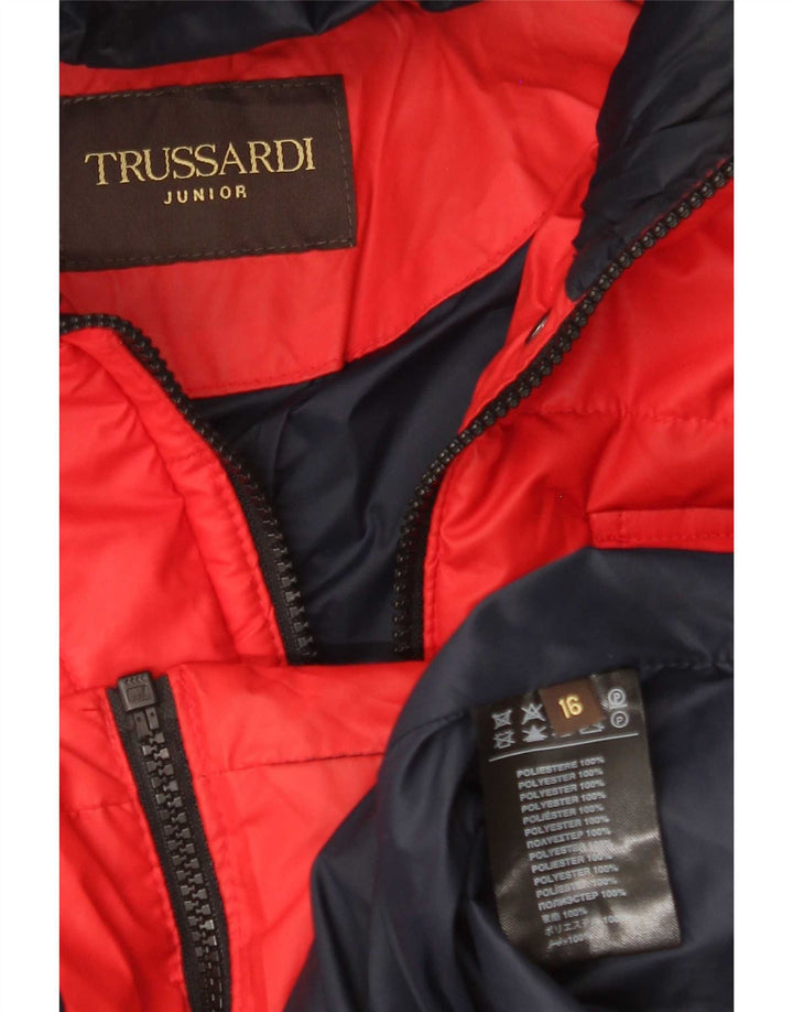 Trussardi Junior Κοριτσίστικο μπουφάν με κουκούλα με επένδυση 15-16 ετών κόκκινο πολυεστέρα