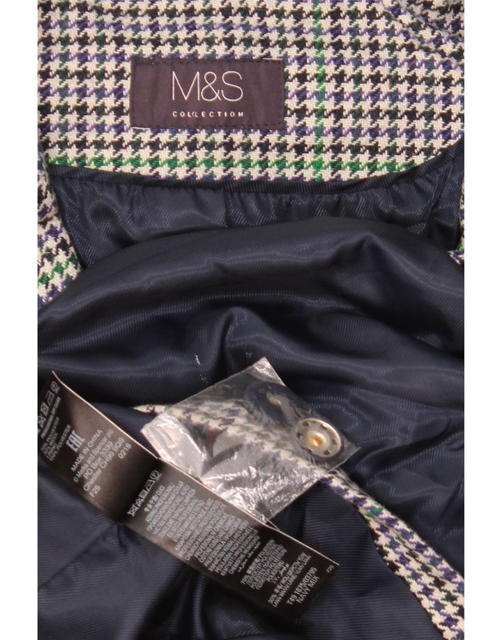 Marks & Spencer Γυναικείο Πανωφόρι UK 22 3XL Navy Blue Houndstooth Πολυεστέρας