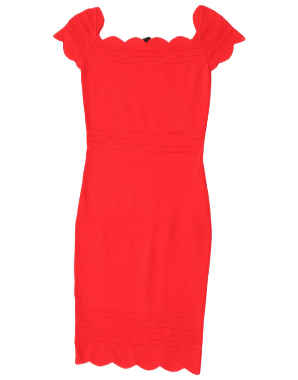 Lipsy Γυναικείο Bodycon Φόρεμα UK 10 Small Red Polyamide